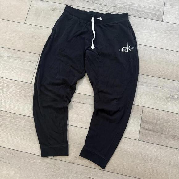 Calvin Klein Black Jogger Sweatpants Women’s L Logo Drawstring Lounge Casual - Picture 2 of 8